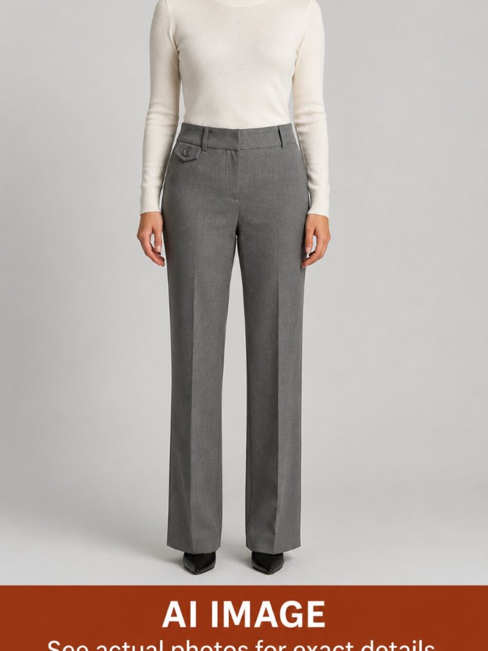 Gray Straight-Leg Dress Pants